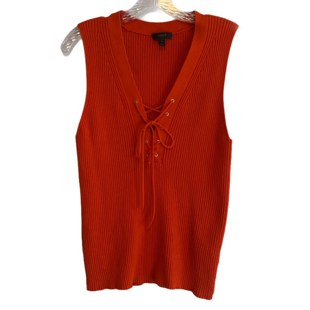 J.CREW coral ribbed lace up tank size M